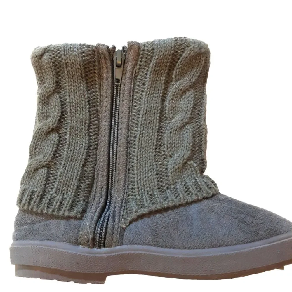 Boots For Little‎ Girls Suede Cable Knit Fabric Rose Sequins Size 10 New